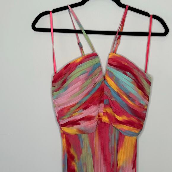 NWT Aqua Formal Multi Color Pleated Gown Size 6 - Picture 4 of 13